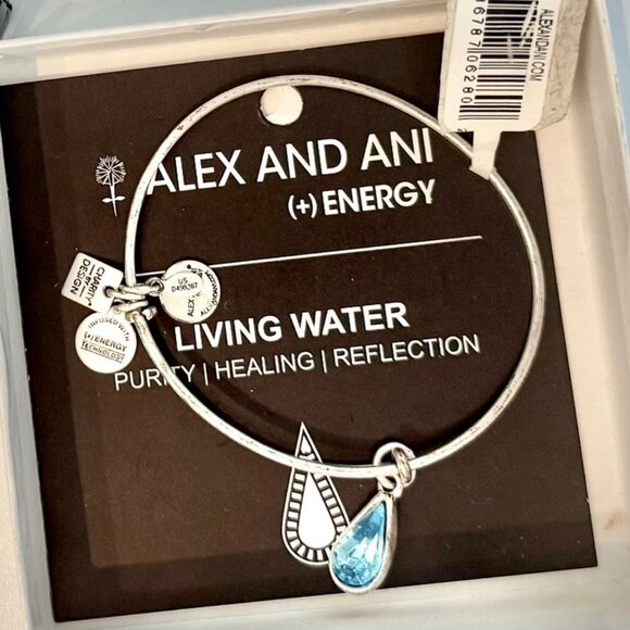 New w/ Tags - Alex and Ani Living Water Charm Bangle Bracelet Adjustable - Picture 1 of 5